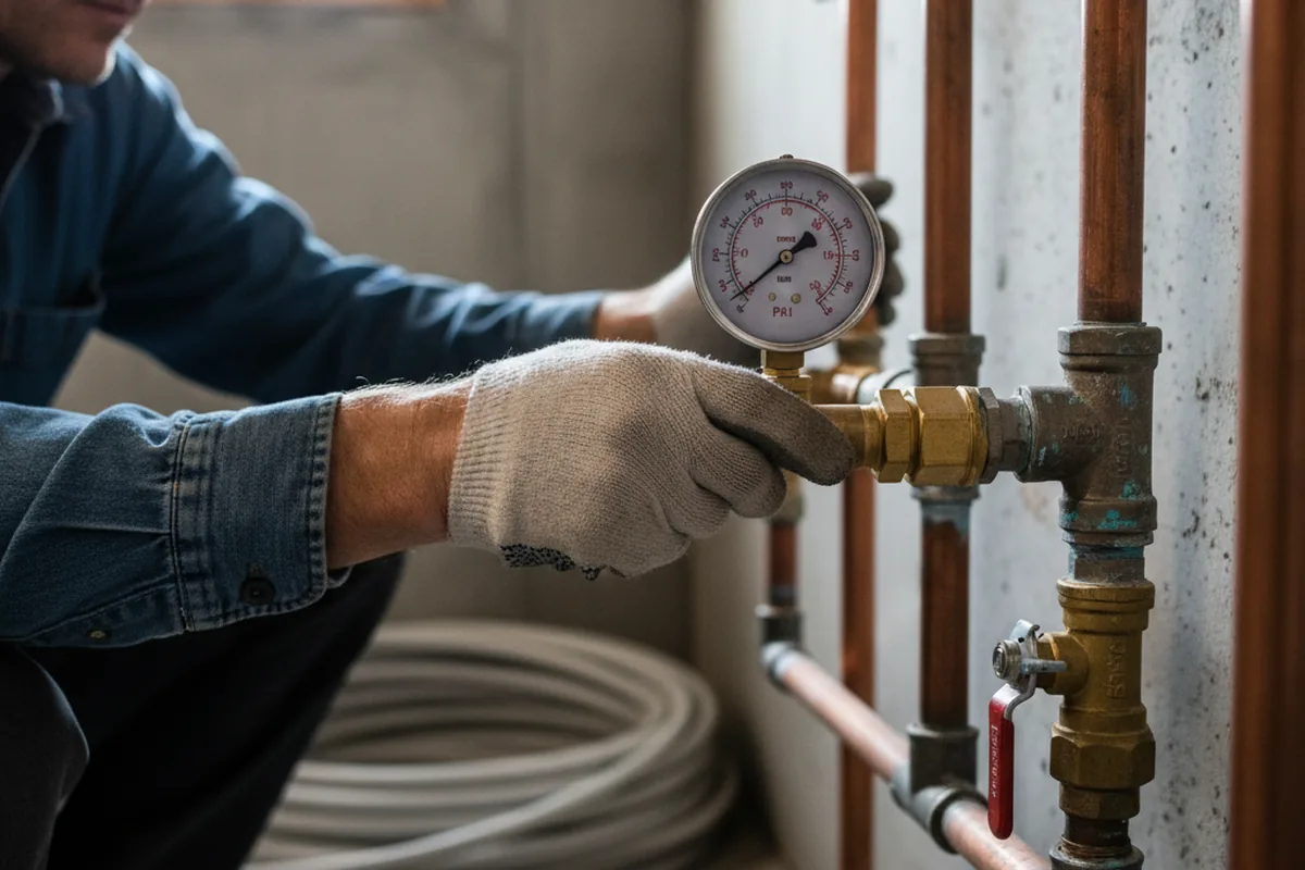 Pressure testing a repaired line during Water Line Repair in Castleton